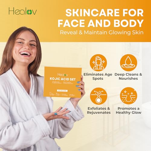 Kojic Acid Skincare Set – Kojic Soap Cleanser, Exfoliating Body - Product Imagery