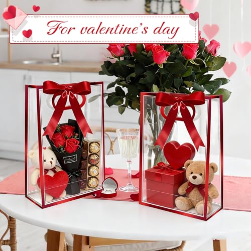 12 Pcs Clear Gift Bags with Handles, 7.1"x10.2"x3.2" Party Favor - Product Imagery