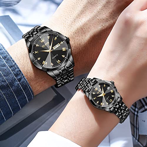 OLEVS Couple Watch His and Her Set Watches Business Analog - Product Imagery