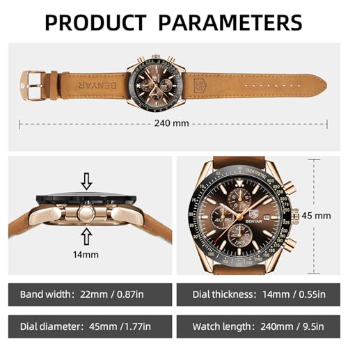 BENYAR Watch for Men Analog Quartz Chronograph Waterproof - Product Imagery