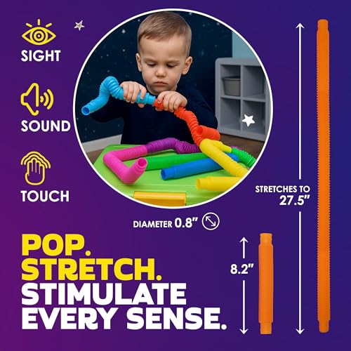 Nutty Toys Pop Tubes - Large 8-Pack Sensory Toys - Creative STEM - Product Imagery