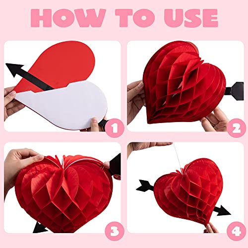 JOYIN 20 Packs Valentine’s Day Swirl String Cutout with Garland - Product Imagery