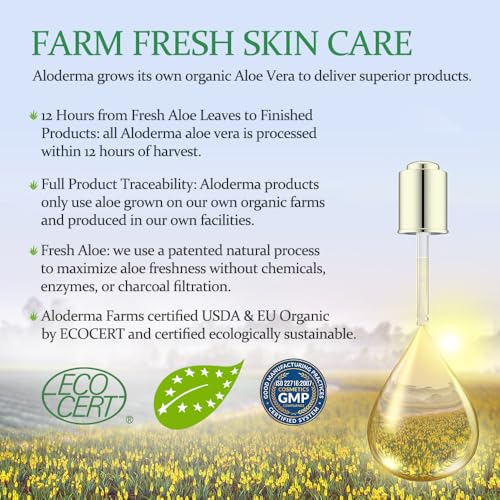 Aloderma Aloe Vera Gel Made within 12 Hours of Harvest with 99% - Product Imagery