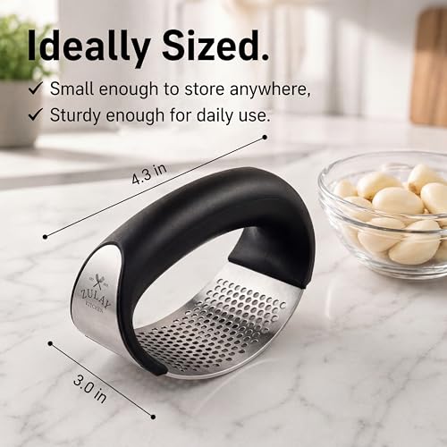 Zulay Kitchen Stainless Steel Garlic Press Rocker Set - Premium - Product Imagery
