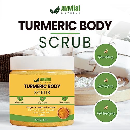 Turmeric Body Scrub, Face & Body Exfoliating Scrub, 7.8 oz - Product Imagery