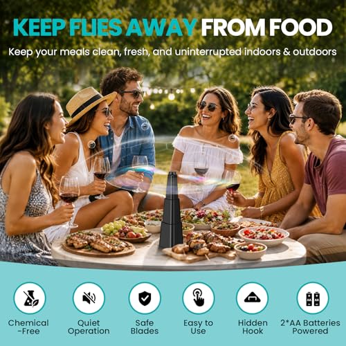 Fly Fans for Tables, Fly Fan Outdoor Indoor Keep Flies Away, - Product Imagery