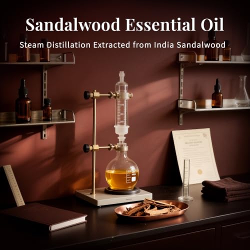 SU JUABA Sandalwood Essential Oil for Diffuser, Skin & Body, DIY - Product Imagery