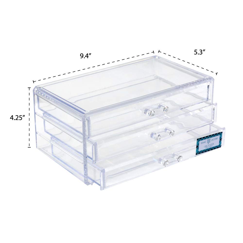 Isaac Jacobs Clear Acrylic 3 Drawer Stackable Jewelry - Isaac Jacobs Official Imagery - 4