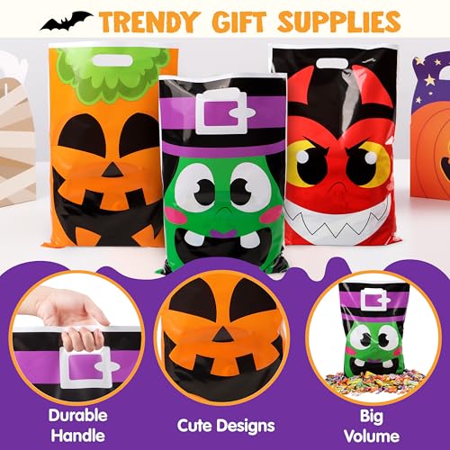 JOYIN 72 Pcs Halloween Bags, Plastic Goodie Bag in 6 Designs for - Product Imagery