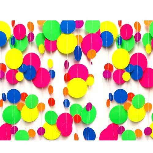 120feet UV Round Dot Paper Neon Garland Neon Streamers - Product Imagery