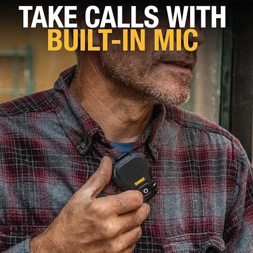 DEWALT Wearable Bluetooth Speaker [Onyx Edition - Black] Clip-On - Product Imagery