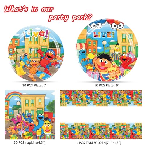 Sesame Friends Street Birthday Party Supplies, 20 Plates, 20 - Product Imagery
