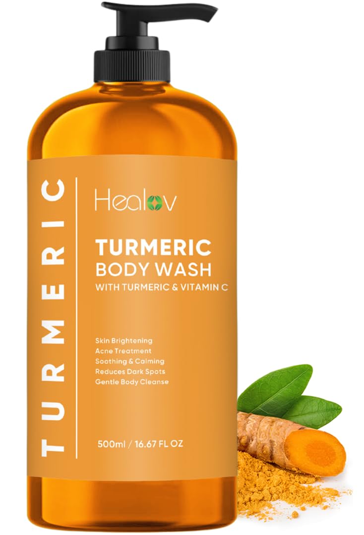 Healov Turmeric Body Wash – Skin Brightening Soap for Dark - Product Imagery