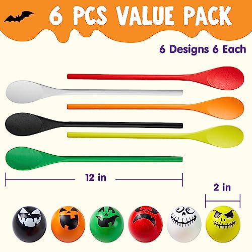 JOYIN 6 Pcs Halloween Egg and Spoon Race Game Set; Eyeballs and - Product Imagery