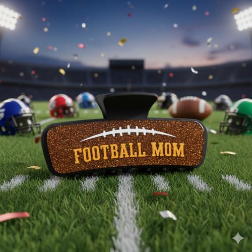 Football Mom Hair Claws For Women Black Glitter Football Hair - Product Imagery