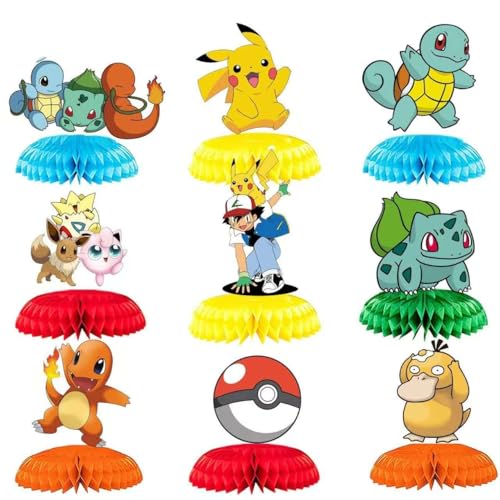 anime Birthday Party Supplies , 9Pcs Honeycomb Centerpieces for - Product Imagery