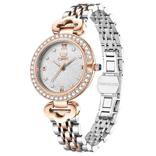 OPK Women Watch Diamond Rose Gold Analog Small Slim Stainless - Product Imagery
