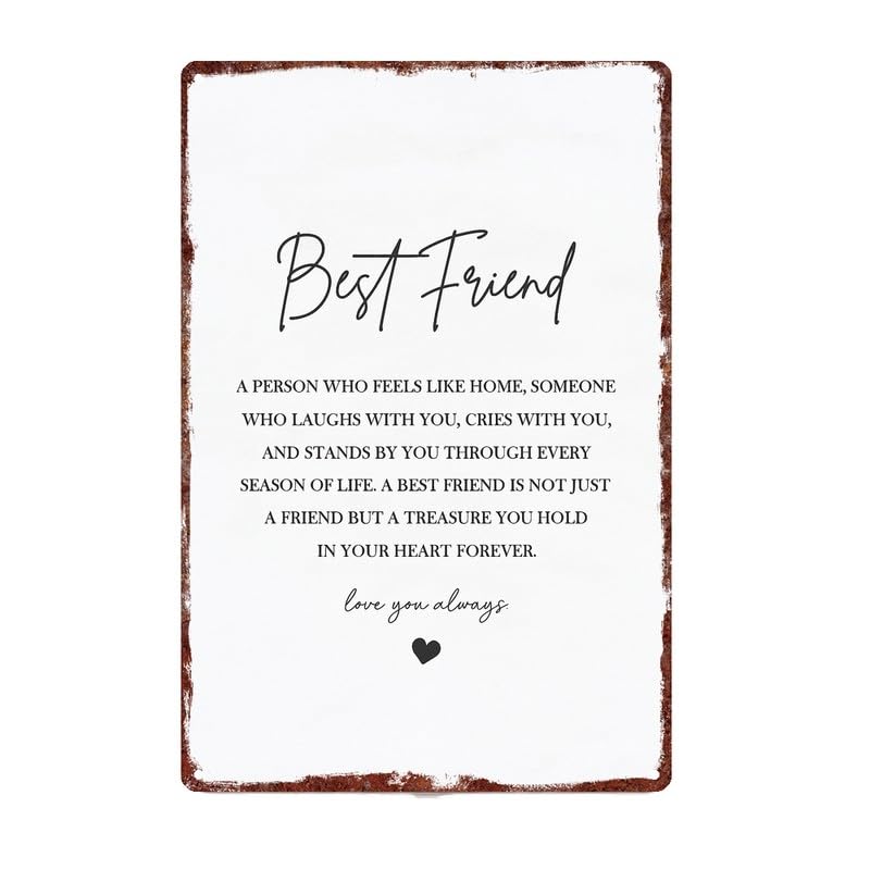 Minimalist Best Friend Quote Metal Sign Wall Decor 8x12 Inch - Product Imagery