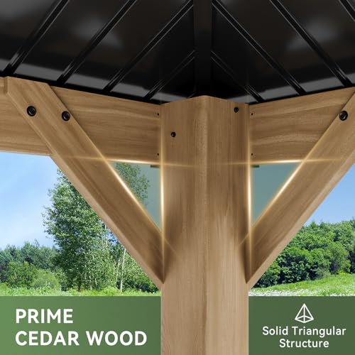 Aoxun 20' x 12' Outdoor Wood Gazebo, Hardtop Gazebo Permanent - Product Imagery