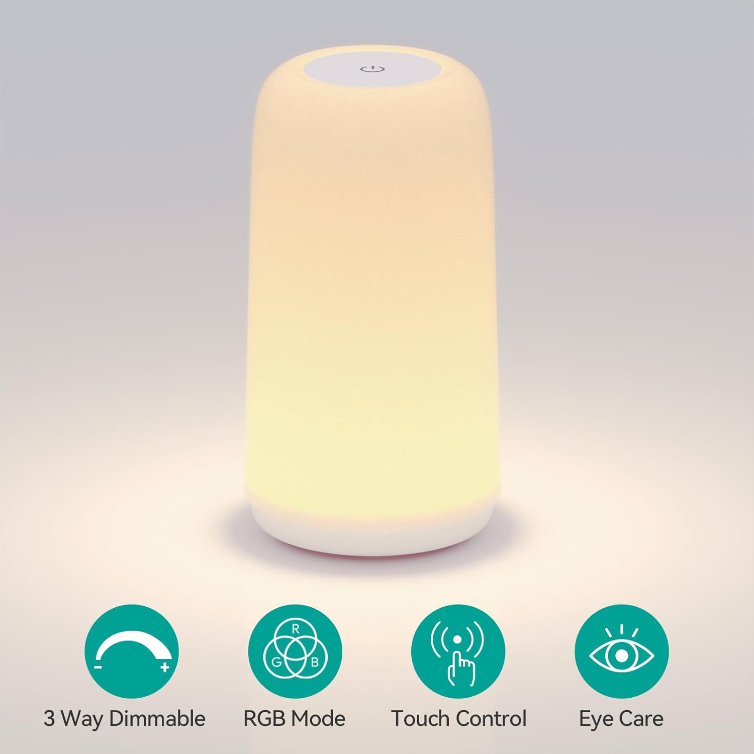 ROOTRO Touch Bedside Table Lamp with sleek design, RGB lighting, and 3-way dimmable feature for versatile bedside lighting.