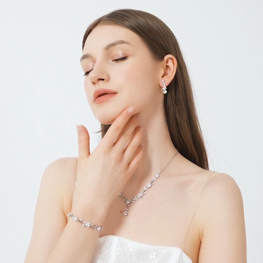 GZWHD Wedding Jewelry Sets for Bride Bridesmaid Women Cubic - GZWHD Official Imagery - 4