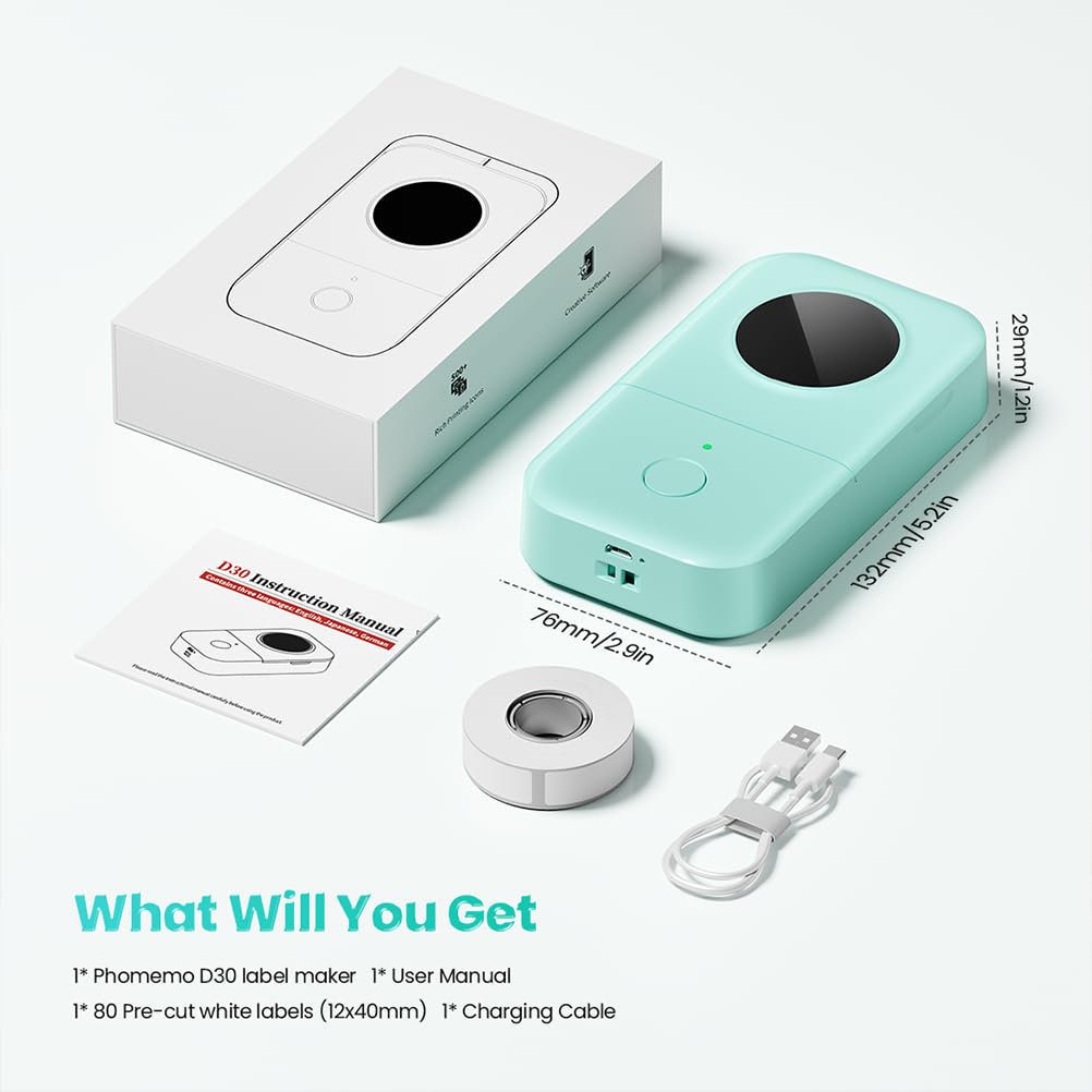 Phomemo Label Maker, D30 Bluetooth Mini Label Maker Machine with by Phomemo - Angle View 9