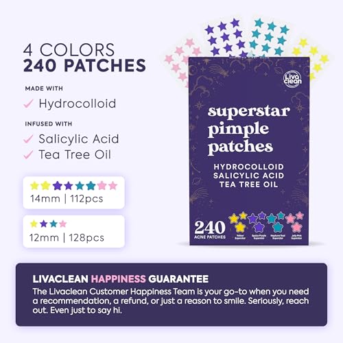 Livaclean 240CT Star Pimple Patches for Face w/ Hydrocolloid, - Product Imagery