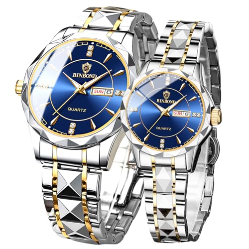 Valentines Couple Pair Watches Men and Women Luminous Calendar - Product Imagery