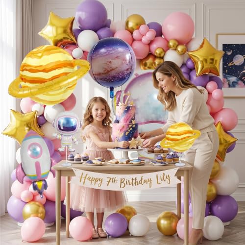 108PCS Pink Space Balloon Arch Kit for Girls – Dreamy Astronaut - Product Imagery