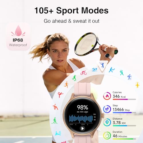 Fitpolo Smart Watch for Women Android & iPhone (2 Bands Sakura - Product Imagery