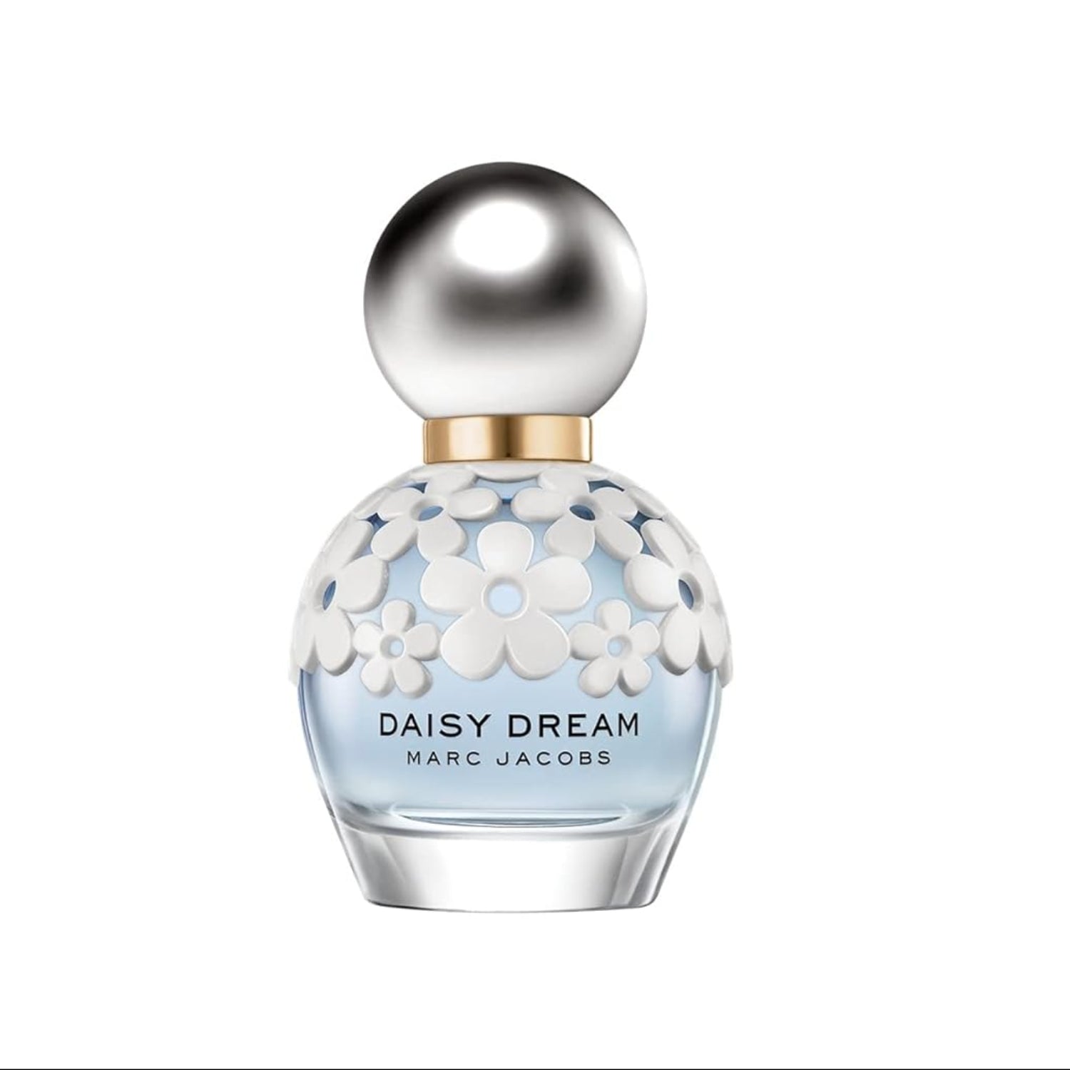 Marc Jacobs Daisy Dream Eau De Toilette spray bottle, 1.6 fl oz, with floral design and transparent cap.