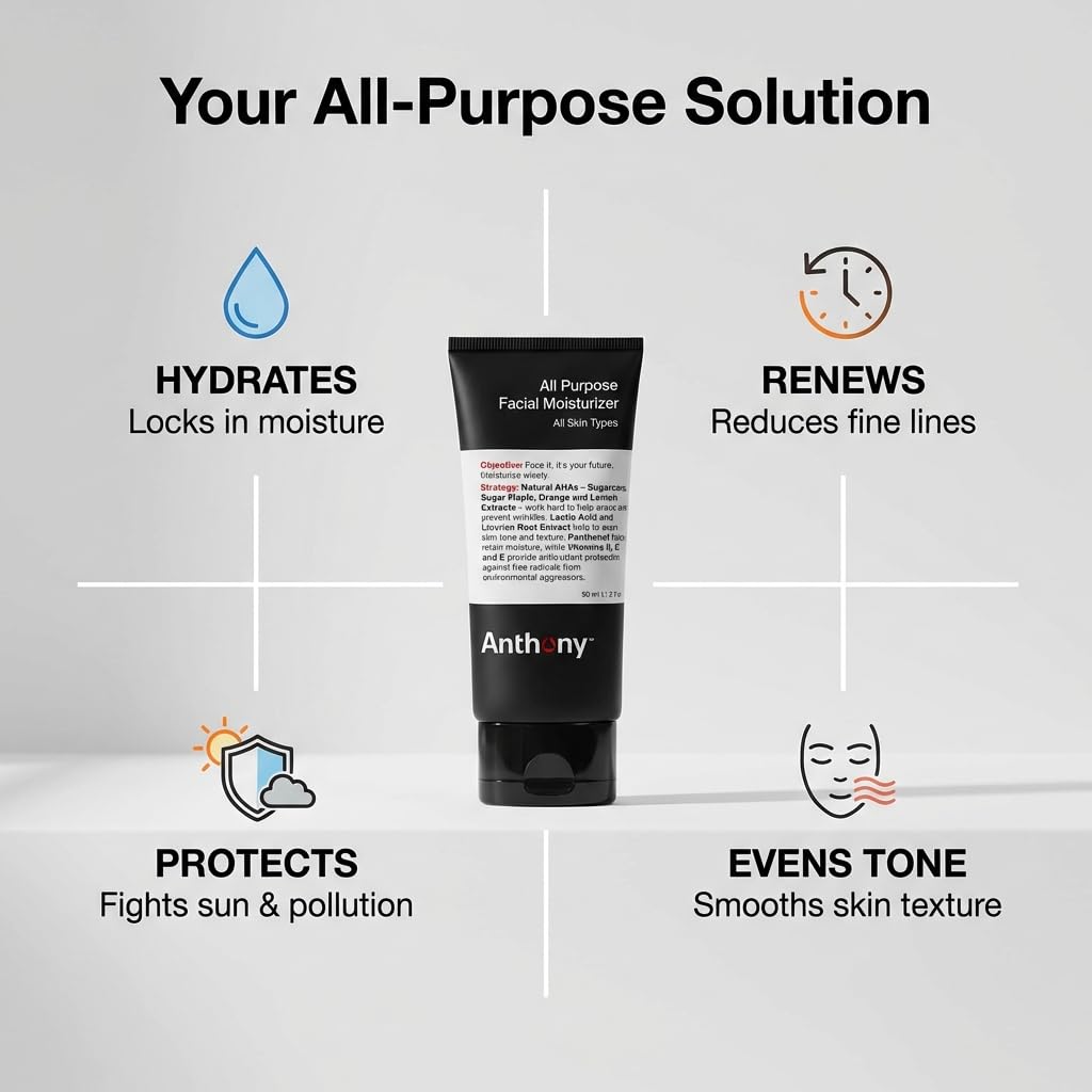 Anthony All-Purpose Facial Moisturizer – Men’s Hydrating Lotion - Anthony