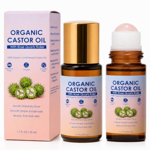 Organic Castor Oil Rose Quartz Roller Ball 100 Cold Pressed - SDXJIOGE Official Imagery - 1