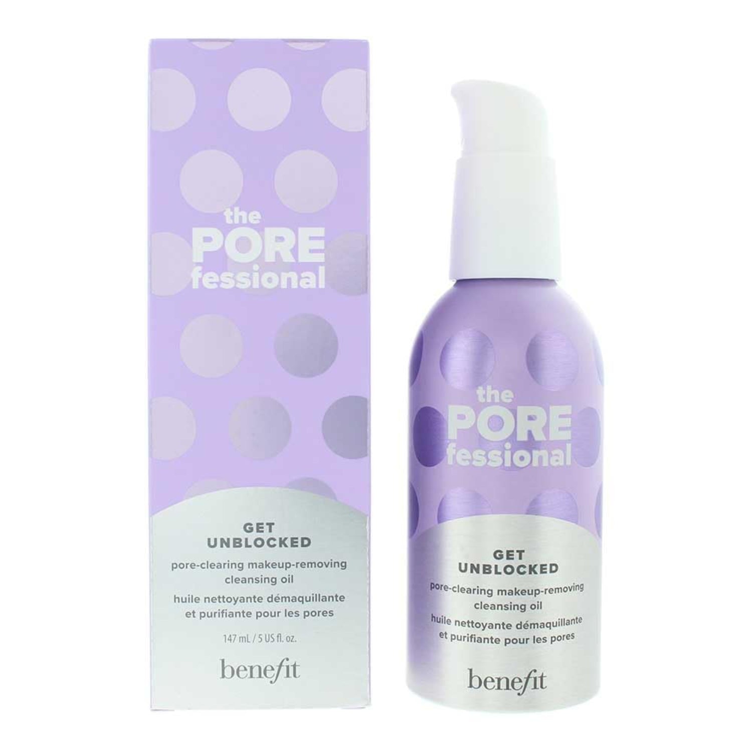 Benefit The POREfessional pore-clearing cleansing oil in a 5-ounce bottle, designed for makeup removal and skin cleansing.