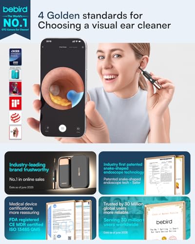 Bebird Earsight Ultra 2K Ear Wax Removal Tool Camera,Pain-Free - Product Imagery