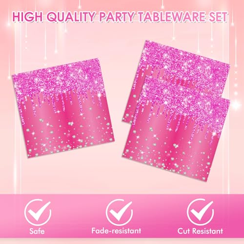 40 PCS Hot Pink Happy Birthday Decorations - Rose Pink Party - Product Imagery