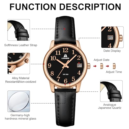 LN LENQIN Womens Watch Analog Quartz Waterproof Ladies Watches - Product Imagery