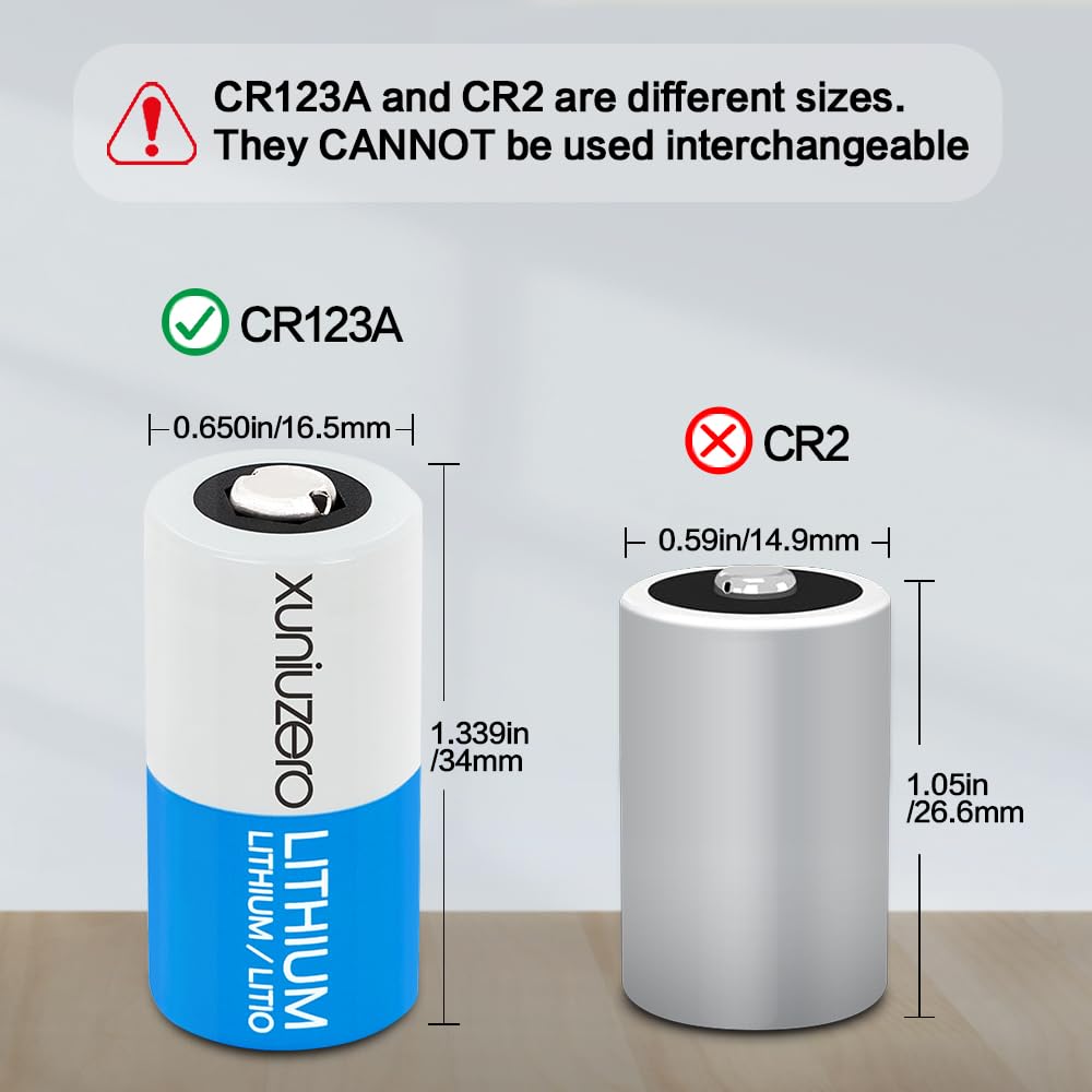 XUNIUZERO CR123A 3V lithium battery pack with six batteries, ideal for high-performance electronic devices, 10-year shelf life