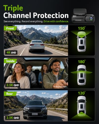Acer Gadget 4K 3 Channel Dash Cam Front and Rear Inside 64GB - Product Imagery