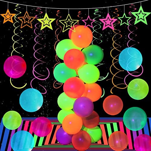 110 Pieces UV Neon Balloons Glow in the Dark Party Supplies - Product Imagery
