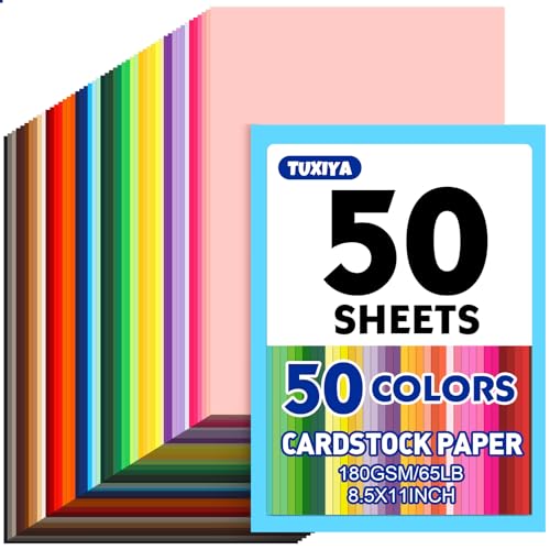 50 Sheets 8.5" X 11" Colored Cardstock, 50 Colors Card Stock - Product Imagery