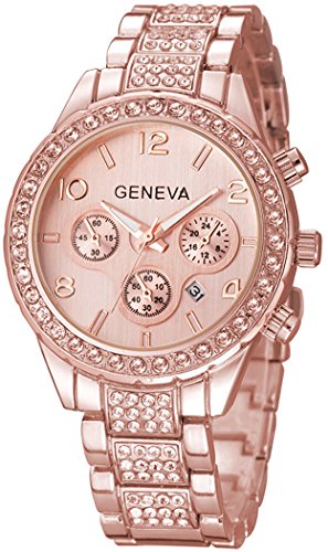 FANMIS Crystal Watch for Women Floating Diamonds Watch Bracelet - Product Imagery