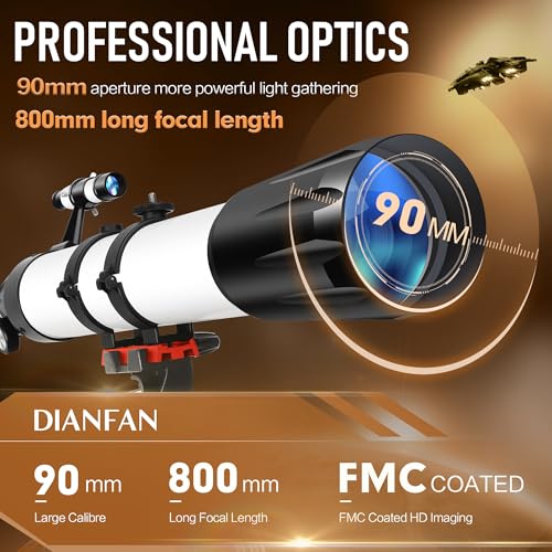 Telescope, 90mm Aperture 800mm Telescope for Adults High - Product Imagery