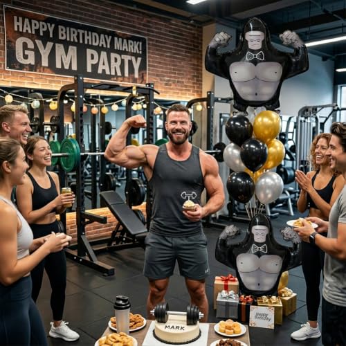 Gym Party Decorations Balloons Workout Themed Celebrations - Product Imagery