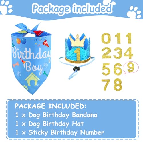 Rensh Dog Birthday Party Supplies, Dog Birthday Bandana Hat with - Product Imagery