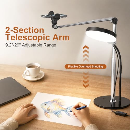 Mistriddle Aluminum Telescopic Overhead Phone Stand with USB - Product Imagery