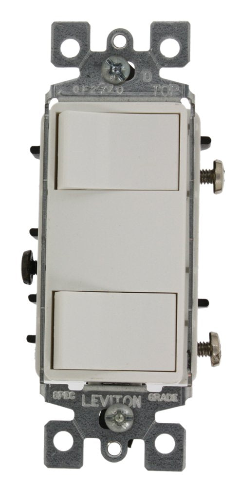 Leviton 1754-2W Decora Dual Rocker Combo Switch White 15A