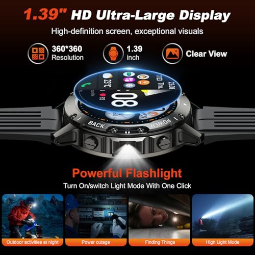 Smart Watch for Men Fitness Tracker: Bluetooth Waterproof Make - Product Imagery