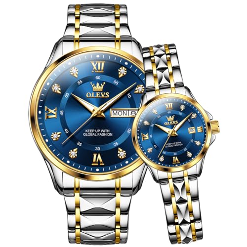 OLEVS Couple Quartz Watch Luminous Calendar Date Business Formal - Product Imagery