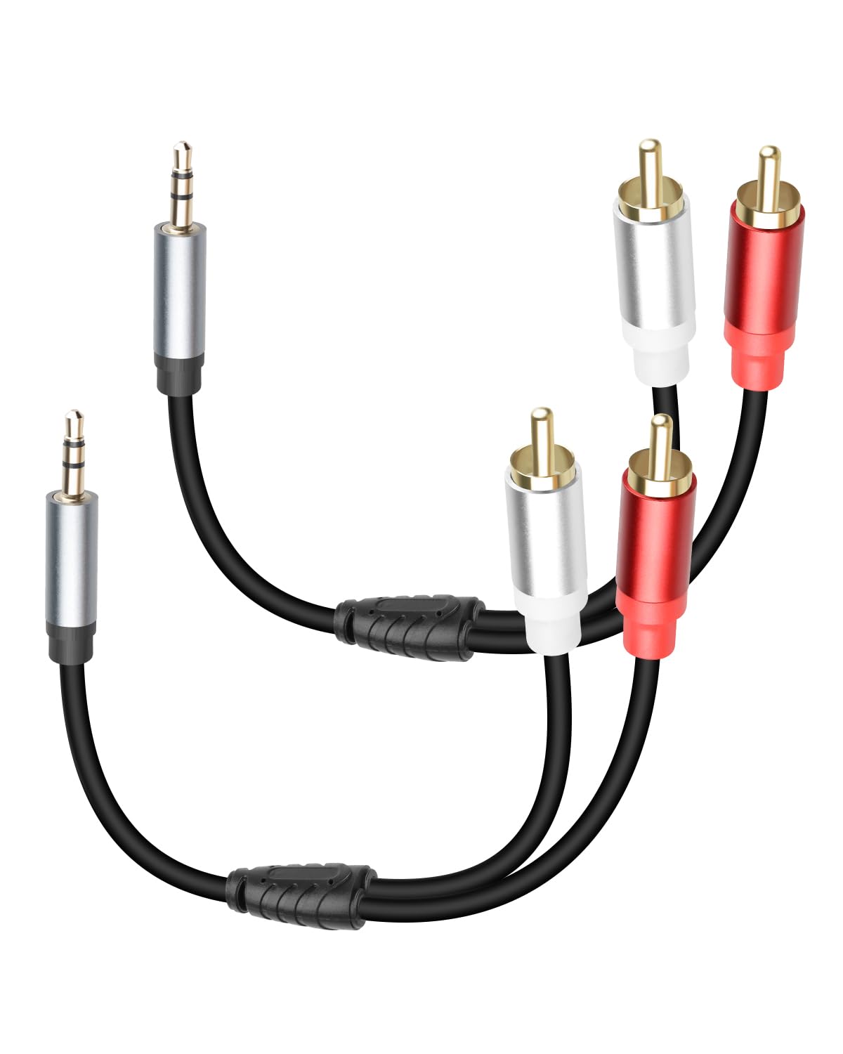 GELRHONR 3.5mm to 2 RCA Audio Cable 1FT, Short 1/8 Aux Male to 2R by GELRHONR - Angle View 2